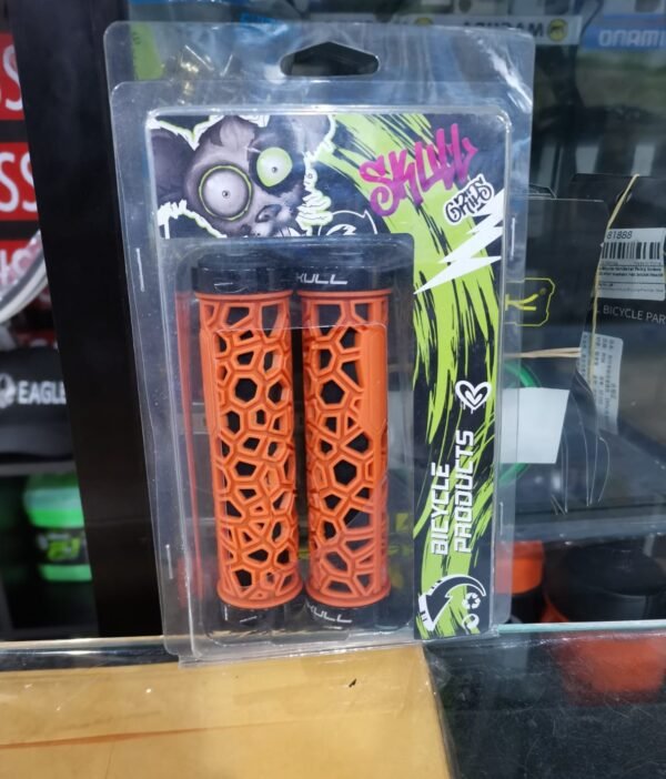 Grips Skull Goma Ajuste Mod. Araña Naranja