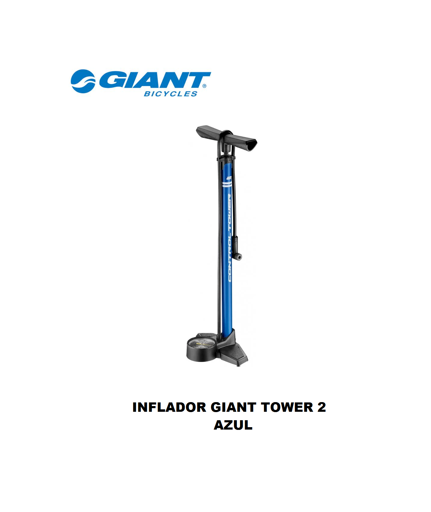 Inflador de Pie Giant Tower 2 Con Medidor de Presión 180 PSI Color Azul