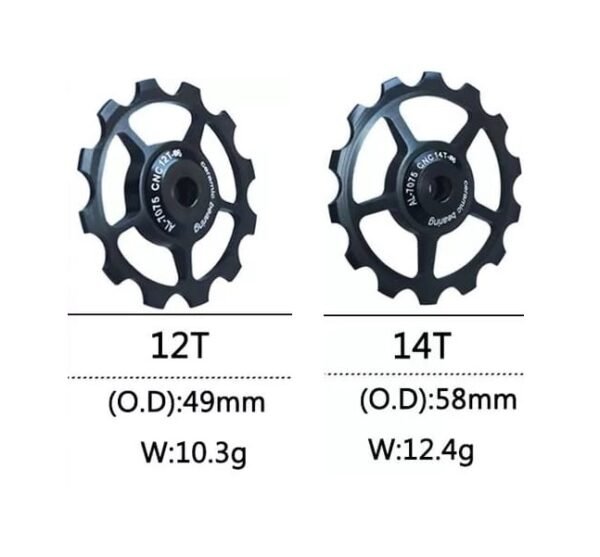 Roldanas de Ceramica 14/12T para Descarrilador Sram 12v Negro - Imagen 2