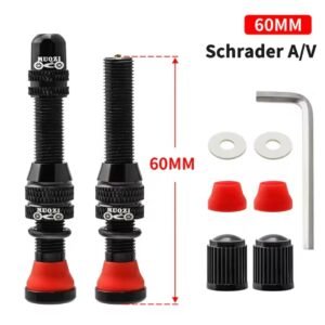 Válvula Tubeles Schrader Muqzi 40/60mm (V/tipo carro) Negro