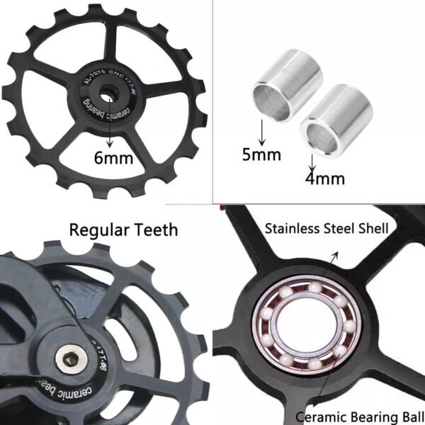 Roldanas de Ceramica 14/12T para Descarrilador Sram 12v Negro - Imagen 3