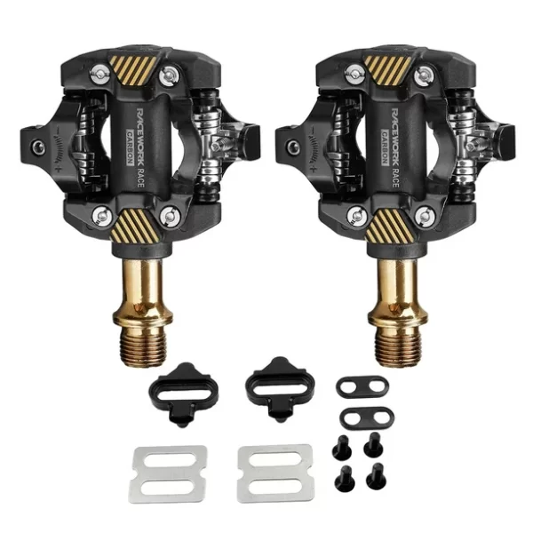 Pedal Racework Race Carbon Gold Light XC Clips SPD Par - Imagen 2