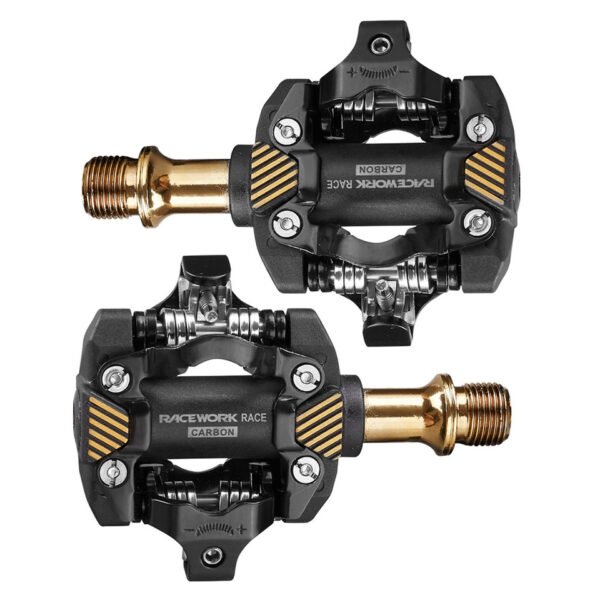 Pedal Racework Race Carbon Gold Light XC Clips SPD Par - Imagen 3