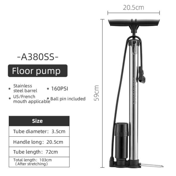 Inflador de Pie Rockbros A380-SS de 160psi - Imagen 3