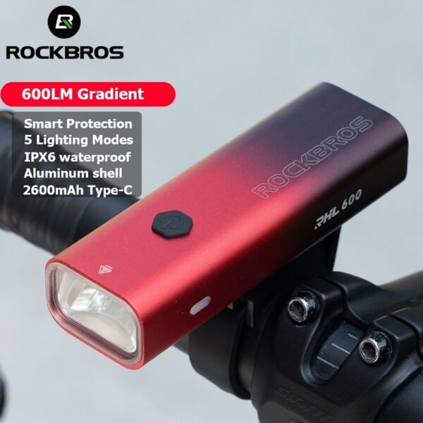 Luz Frontal RockBros RHL-600 de 600Lm Rojo/Negro 2023