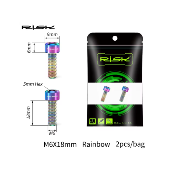 Tornillos Risk Titanio para Biela Hollowtech M6X18mm Tornasol ( 2pcs) - Imagen 2
