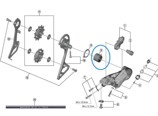 Resorte de Tension Interno de Descarrilador Shimano 11/12v M5100/M6100/M7100/M8100/M9100 - Imagen 3