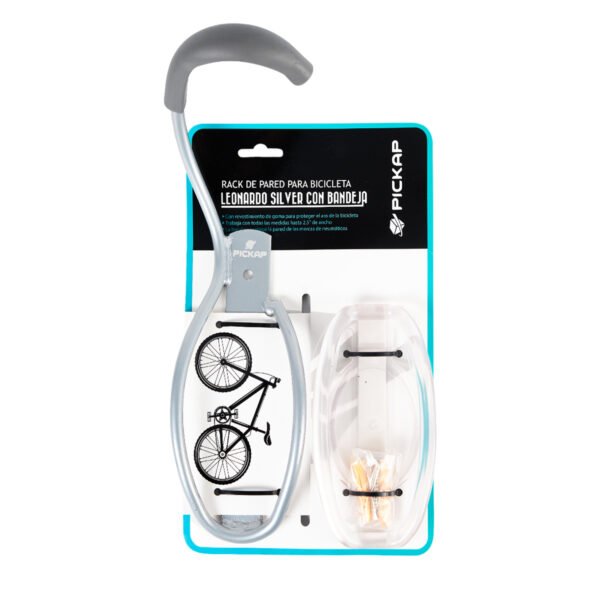 Rack de Pared para Bicicleta con Bandeja LEONARDO SILVER de PICKAP