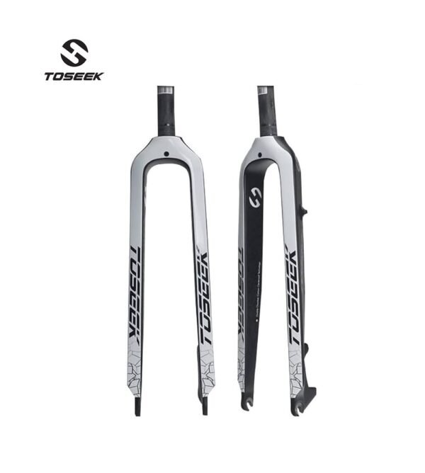 Horquilla Rigida MTB de Carbono Toseek 29" 1- 1/8" Freno de Disco Blanco/Negro