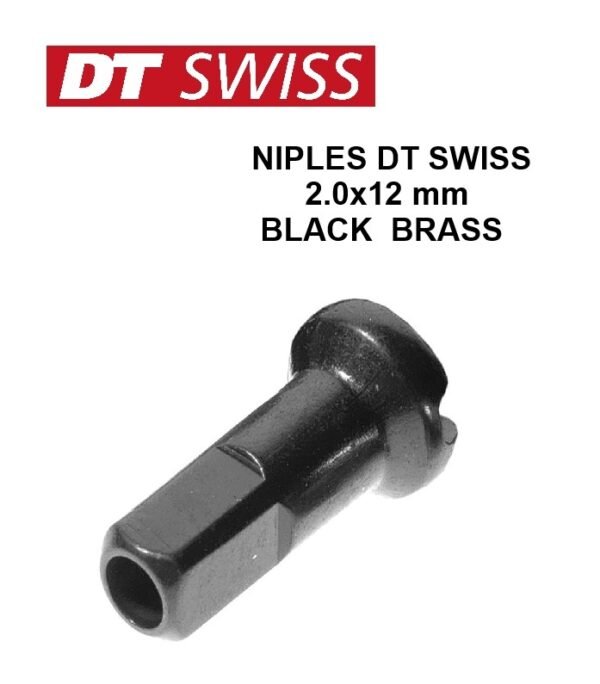 Niples de Radio DT SWISS Standard Brass 2.0x12 mm Negro ( 1 und)