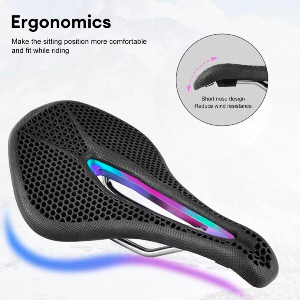 Asiento MTB 3D Nylon Silicona con Riel de Cromo Negro/Tornazolado - Imagen 9