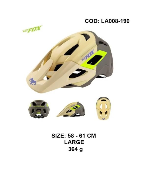 Casco MTB BATFOX LA008-190 Diámetro 58-61cm Large Crema/Verde Olivo