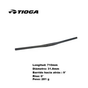 Manillar MTB Tioga Long Horn AL Flat 31.8x710mm Black Original