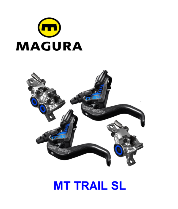 Set de Freno Magura MT TRAIL SL, palanca de 1 dedo HC-Carbolay, 4 piston. adelante y 2 piston. atras (1 Set)