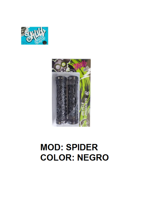 Grips Skull Goma Ajuste Modelo Araña Negro (1 par)