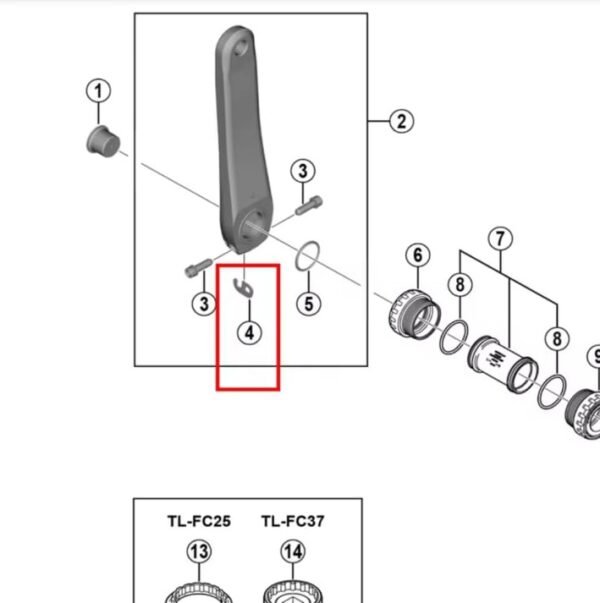 Placa de Bloqueo de Biela Shimano Hollowtech II Modelo MTB M8000/M7000/MT600/MT500/Otros (Código: Y1FU98120) - Imagen 3