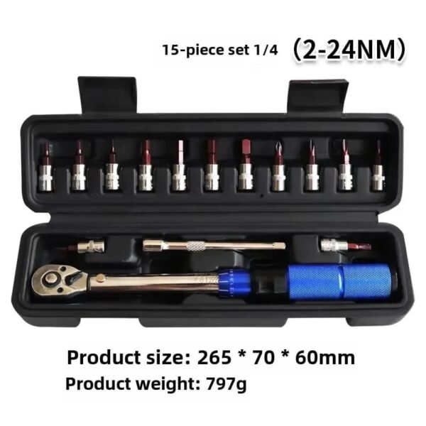 Torquimetro Profesional 2-24 Nm + 13 Puntas en Box Entrada 1/4" ( ztto sin logo) - Imagen 2