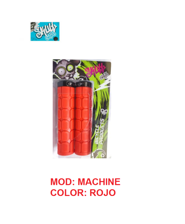 Grips Skull Goma Mod. Machine Cuadros Rojo