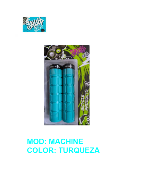 Grips Skull Goma Mod. Machine Cuadros Turqueza