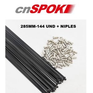 Radios cnSPOKE 700C Ruta 285 mm Acerados Inoxidable Negro + Niples (144 UND) Taiwán