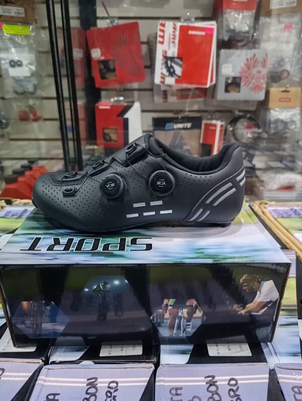Zapatillas RUTA Fibra de carbono Sport Cierre Tipo Boa Black 38-39-40-42-44 - Imagen 2