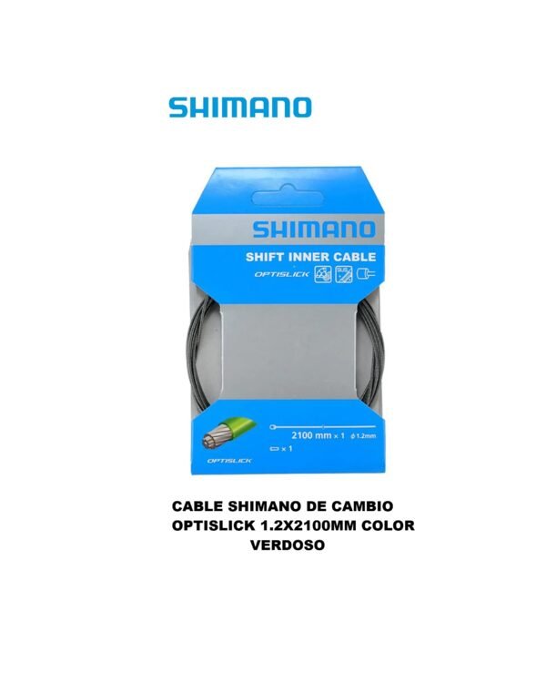 Cable De Cambio Shimano Forrado Optislick 1.2 X 2100mm (Color Verdoso)