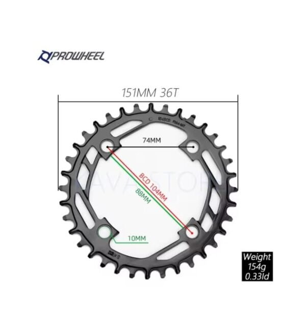 Monoplato Prowheel Redondo 104 BCD 34T (adecuado para e-BIKE) - Imagen 6