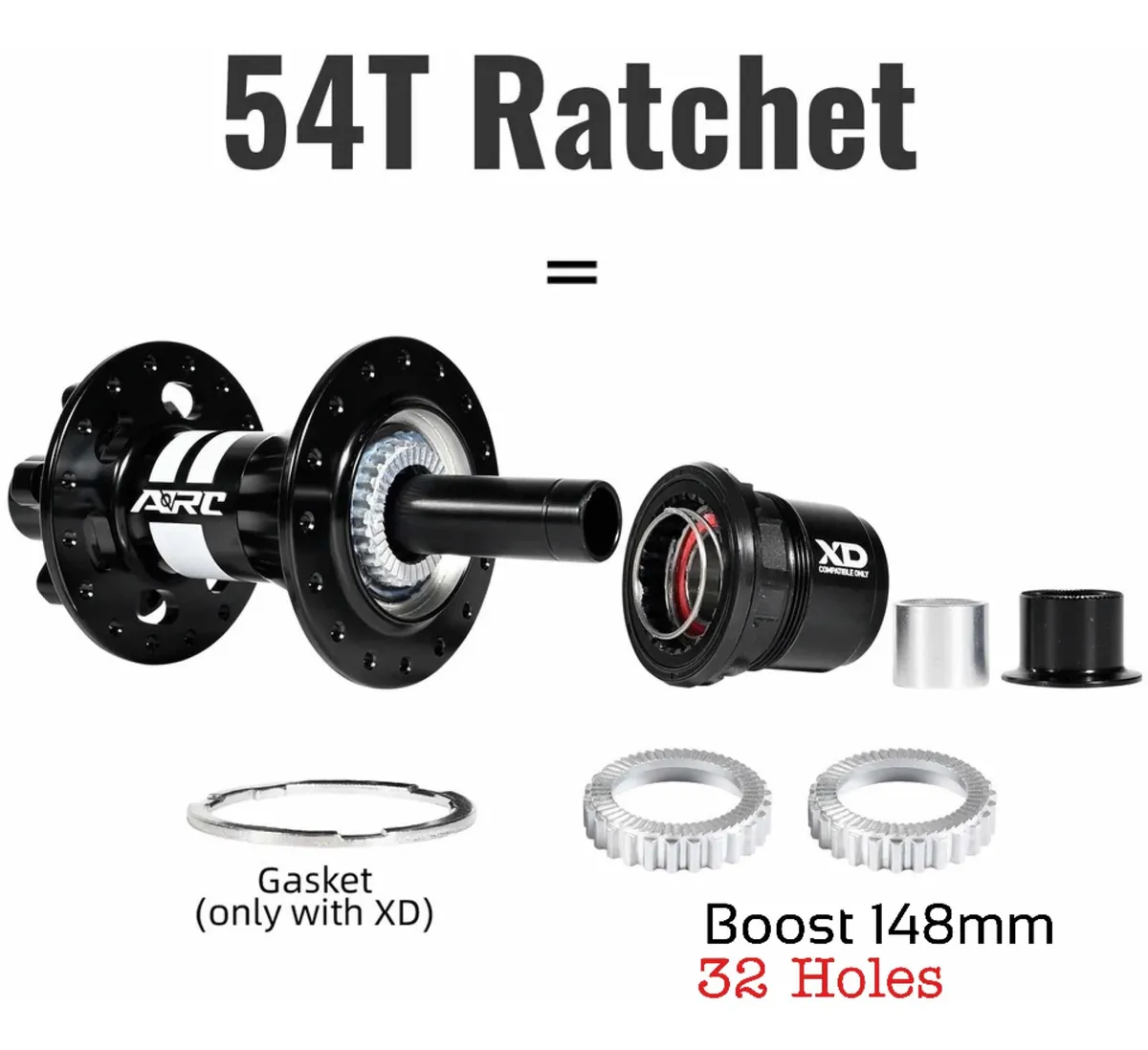 Maza Posterior ARC MT-065 Boost 12x148mm 32H "XD" Ratchet System (54T ) Black - Imagen 3