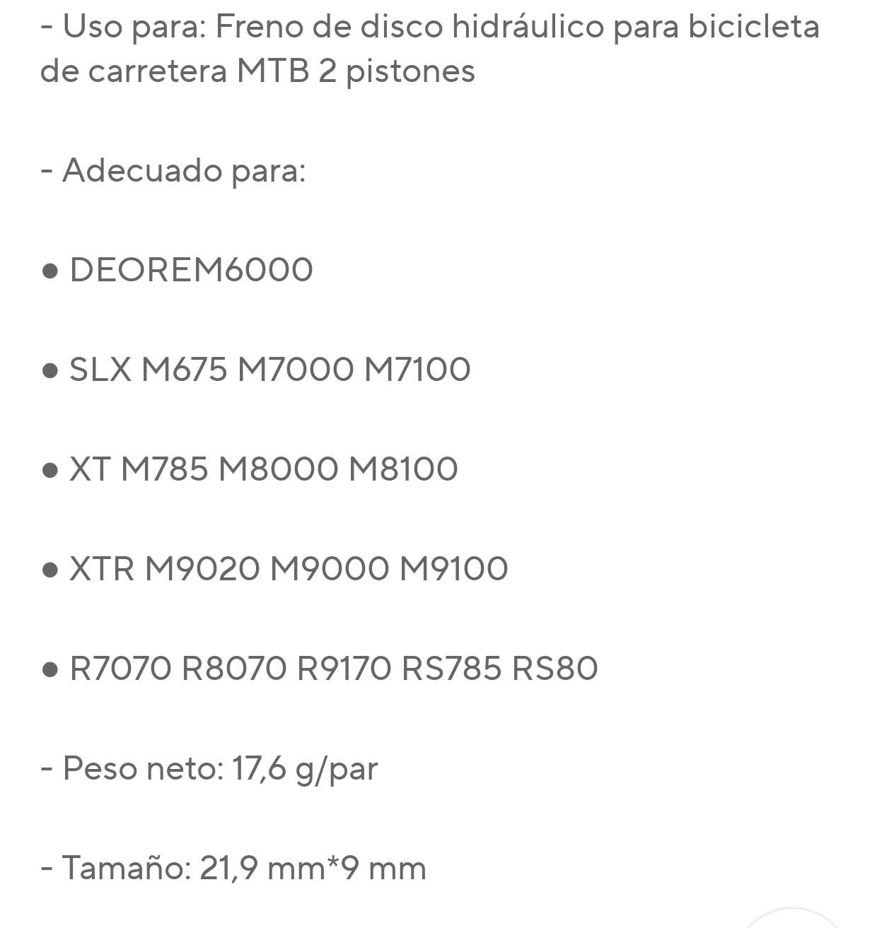 Pistón de Caliper Hidráulico Heppe para Shimano 2 Pistones M7000/7100/M8000/8100/M9000/9100 (1 par) - Imagen 5