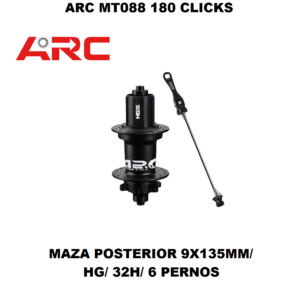 Maza Posterior ARC MT-088 Plumilla Qr 9x135mm 32H HG 180 Clicks Negro Modelo Nuevo 2026