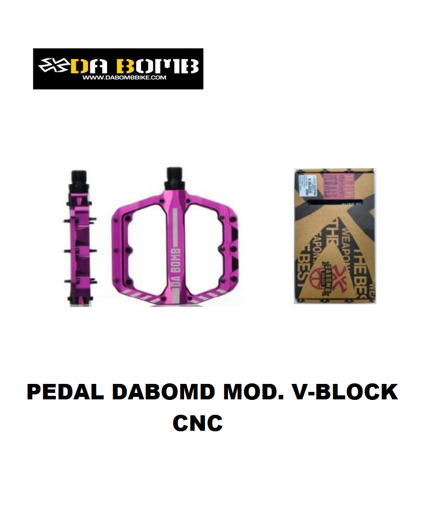 Pedal Dabomb Aluminio CNC Mod. V-BLOCK Enduro/DH Color: Purpura