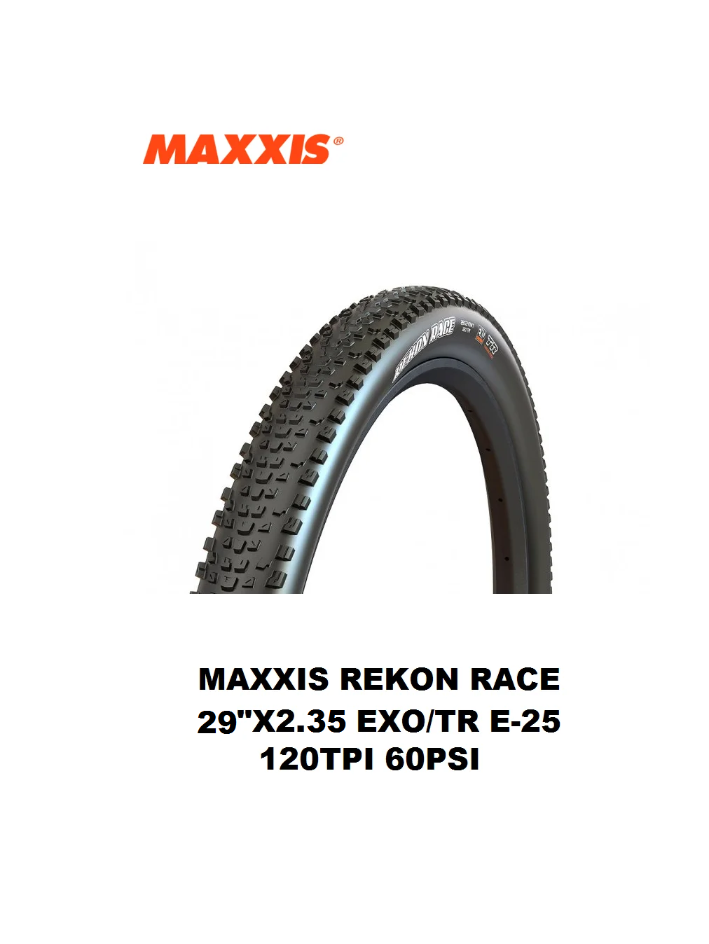Llanta Maxxis MTB Rekon Race 29"×2.35 EXO/TR 120TPI 60 PSI MAX