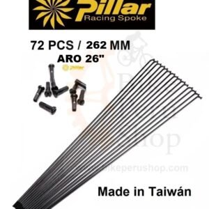 Radios Pillar 26″ 262mm Acerados Inoxidable Negro + Niples (72 UND) Taiwán Original