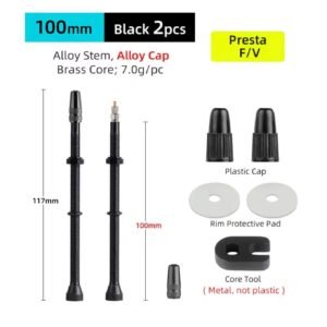 Válvulas Tubeles Ruta Deemont Aluminio Largo:100mm Negro