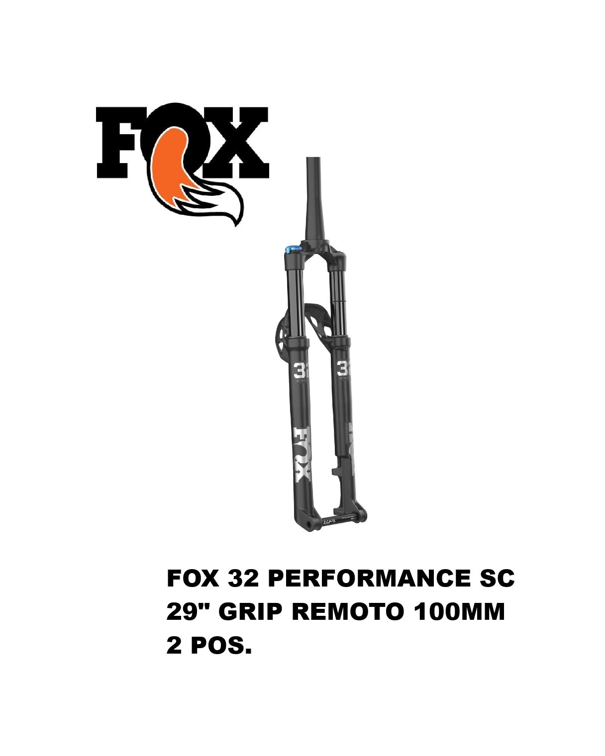 Horquilla Fox 32 Performace SC 29” Grip 2-Pos 100 mm Push-Lock Boost 15x110mm Offset 44 Black Año 2026