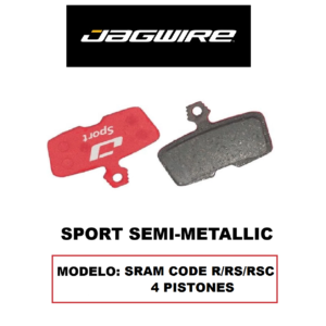Pastilla de Freno Jagwire DCA009 Semi-Metálicas para Sram Code R/RS/RSC 4 pistones (1 Par) Blister