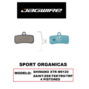 Pastilla de Freno Jagwire DCA705 Orgánicas para Shimano XTR M9120/SAINT/ZEE/TEKTRO/TRP 4 pistones (1 Par) Blister