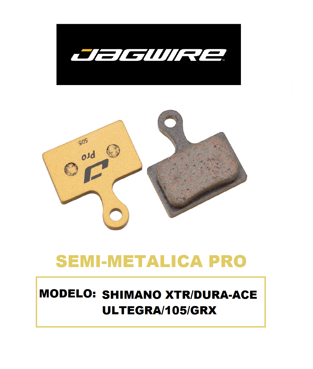 Pastilla de Freno Jagwire DCA102 Semi-Metálica PRO para Shimano Dura-Ace/XTR/Ultegra/105/GRX (1 Par) Blister