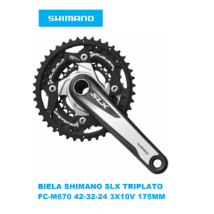 Biela Shimano Triplato SLX FC-M670 175mm 42-32-24T 3X10V Black/Silver en Caja