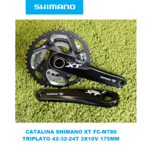 Biela Shimano Triplato Deore XT FC-M780 175mm 42-32-24T 3X10V Black sin caja