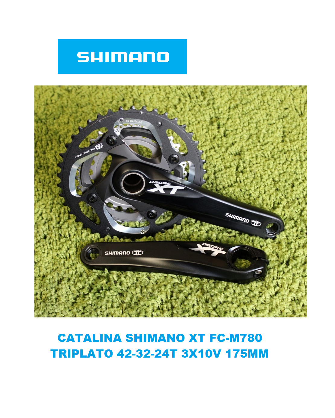 Biela Shimano Triplato Deore XT FC-M780 175mm 42-32-24T 3X10V Black sin caja