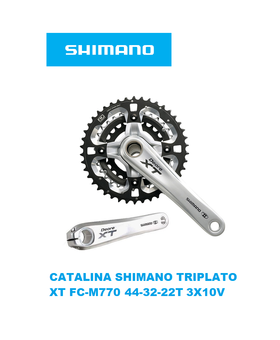 Biela Shimano Triplato Deore XT FC-M770 175mm 44-32-22T 3X10V en caja