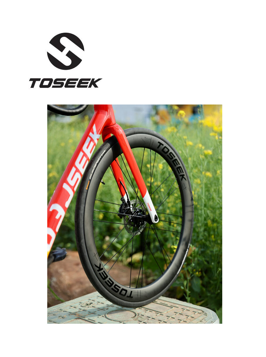 Set de juego de Aros de Carbono Ruta 700c Toseek CY50 Pro G3 Perfil 50mm 24H Disco HG C/L 12x100/142mm Negro Matte - Imagen 9