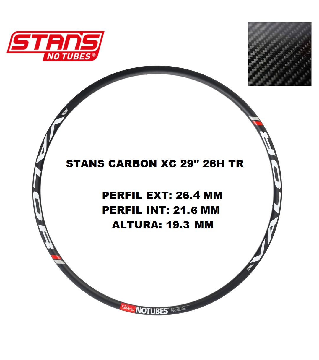 Aros de Carbono XC Stans Valor ZTR 29" 28H TR