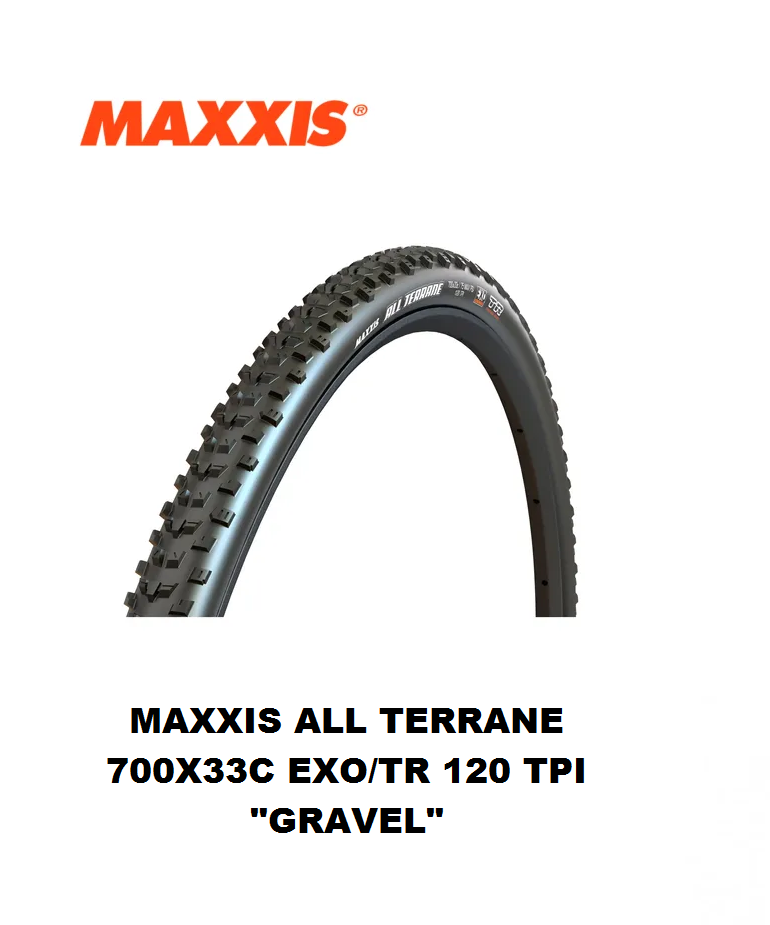 Llanta Maxxis All Terrane 700x33c Carbon Fiber Exo/TR 120 TPI Negro